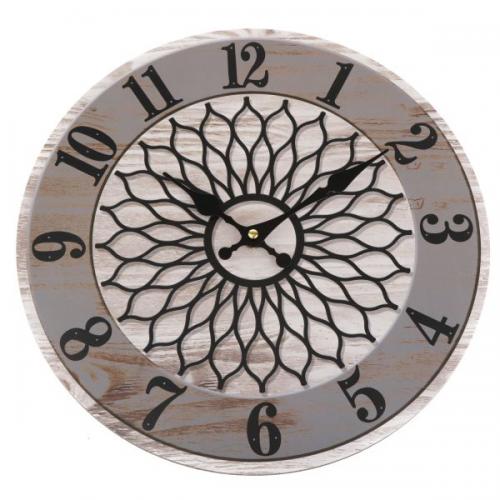 Dřevěné nástěnné hodiny 34cm mandala - HLC902