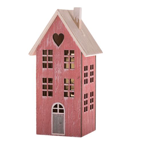 Dřevěný domek 20x12cm růžový - KAT22128