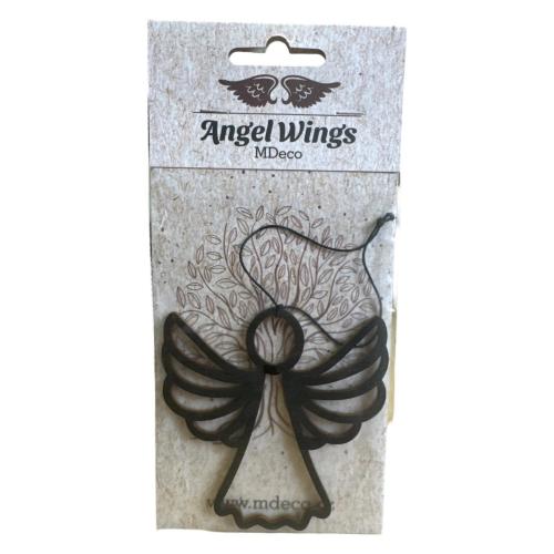 Dřevěná vůně 17x8cm angel wings černá - Anděl