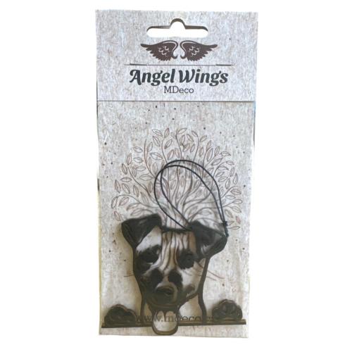 Dřevěná vůně 17x8cm angel wings černá - Pes