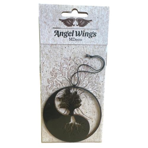 Dřevěná vůně 17x8cm angel wings černá - Strom života kulatý
